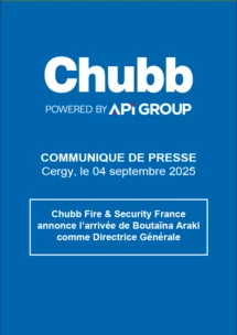 Fond bleu avec le logo Chubb blanc - annonce communiqué de presse