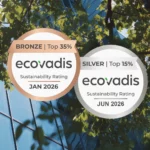 Médailles des notations de durabilité EcoVadis : Bronze Top 35% en janvier 2026 et Argent Top 15% en juin 2026