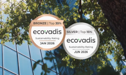 Médailles des notations de durabilité EcoVadis : Bronze Top 35% en janvier 2026 et Argent Top 15% en juin 2026