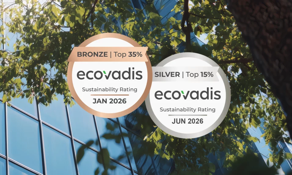 Médailles des notations de durabilité EcoVadis : Bronze Top 35% en janvier 2026 et Argent Top 15% en juin 2026