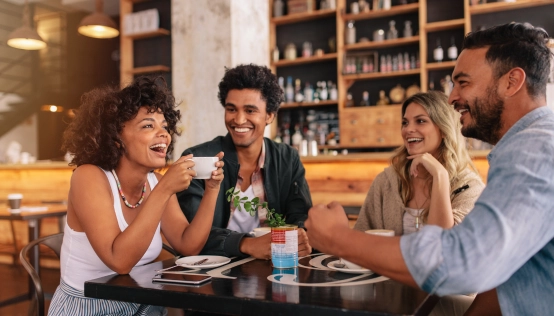 group in a coffee shop